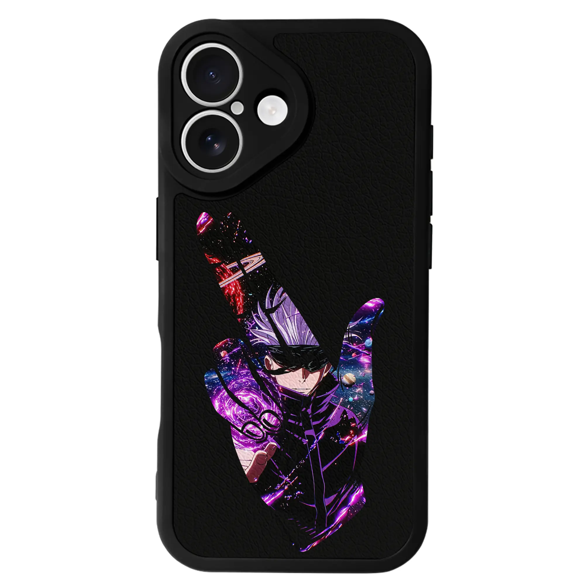 呪術廻戦 グッズ,五条 悟 - IPhone 16シリーズ対応 ・ シリコンスマホケース ・ レザー調 ・ 高精度フィット ・ 耐衝撃 ・ ワイヤレス充電対応 ・ 精密カット